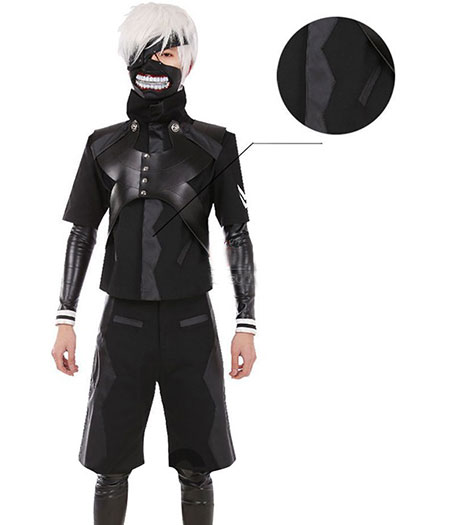 Tokyo Ghouls : Noir Uniforme En Cuir Hooded Coat Ken Kaneki Costume Cosplay Achat